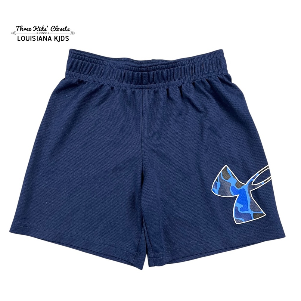 Under Armour 4T Navy Blue Camo Camouflage Logo Blue Athletic Shorts